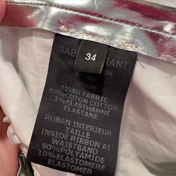 NWT Isabel Marant Silver Metallic mini skirt ruffle cotton size 34 FR 20753332 - Picture 15 of 16